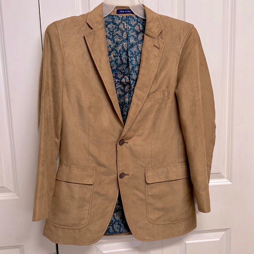 Alan Flusser Camel Tan Faux Suede Sports Jacket Blazer Size S